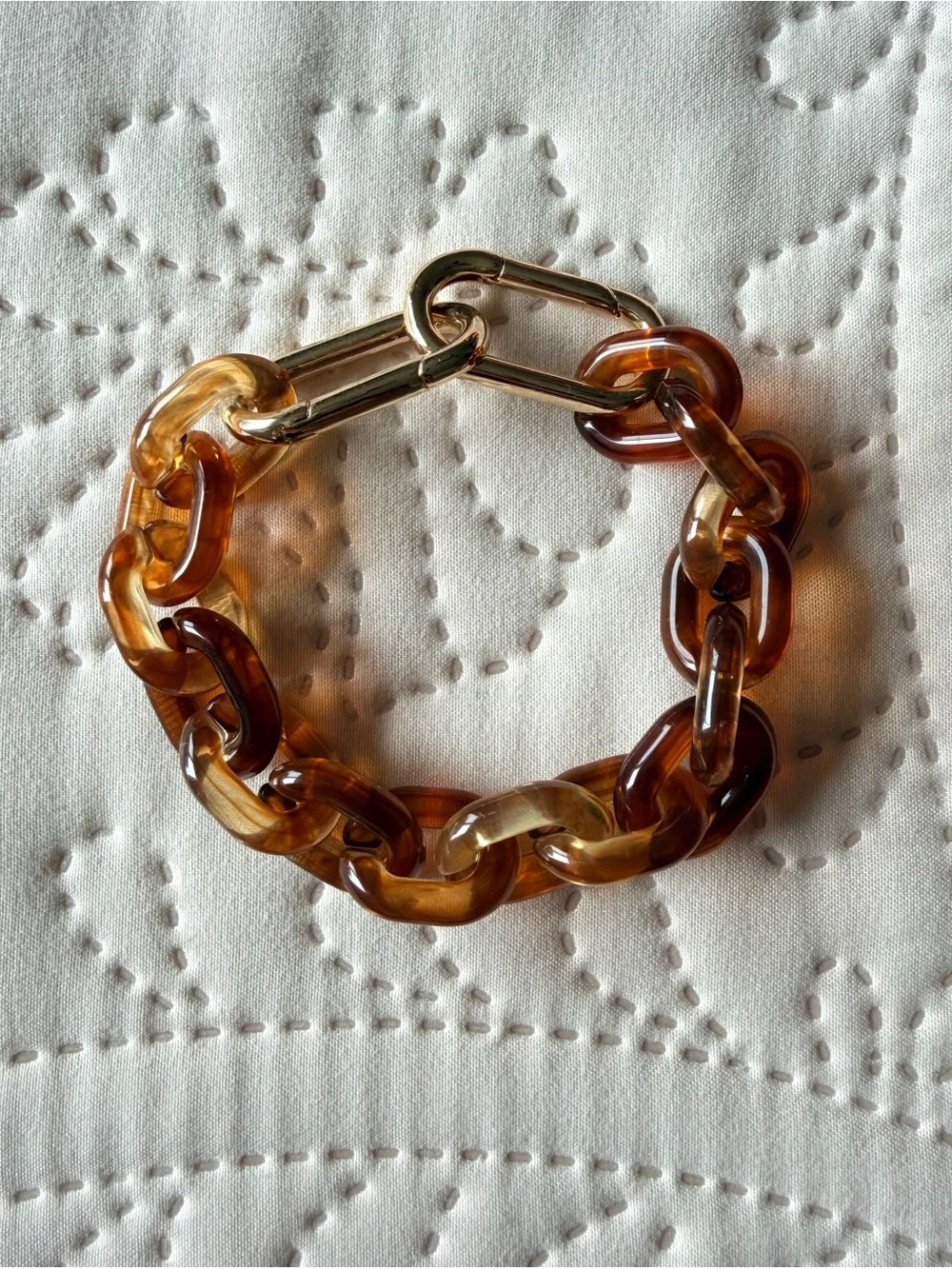 EVEREVE Essie Tortoise Resin Chain Bracelet 14K Gold Plated